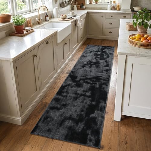 2x6 Tie-dye Dark Grey Runner Rug Washable Non-Slip for Kitchen Hallway by Unknown
