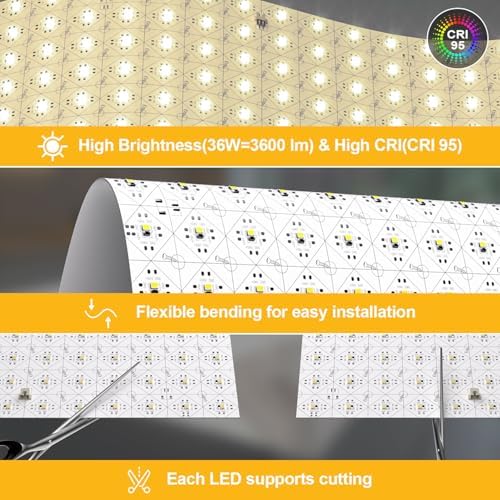 Lichaser 4 Pack LED Backlight Sheet Warm White 3000K 24V 36W, Dimmable LED Panel Sheet Work with Alexa, Flexible Backlit Light Remote & APP Control, 19.7X9.7 Inch for Marble, Onyx, Quartz Countertop - Image 3