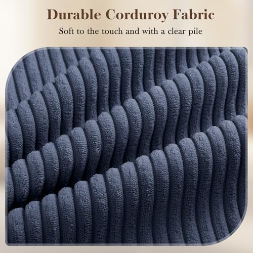 Vesgantti 38.5" Accent Chair Dark Blue, Comfy Corduroy Single Sofa Seat with Spring Cushion, Upholstered Armchair with Deep Seat, Reading Chair for Adults, Modern Sofa for Living Room, Bedroom - Image 5