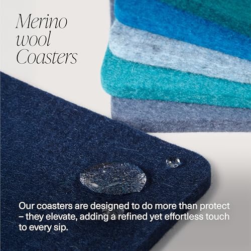 Graf Lantz - Bierfilzl Merino Wool Square Coasters Set of 4 - Electric (4"x4"x5mm) - Absorbs 30% of Weight, Natural German Wool - Heat Resistant, Sustainable, Reusable - Home Decor, Coffee Table Decor - Image 2