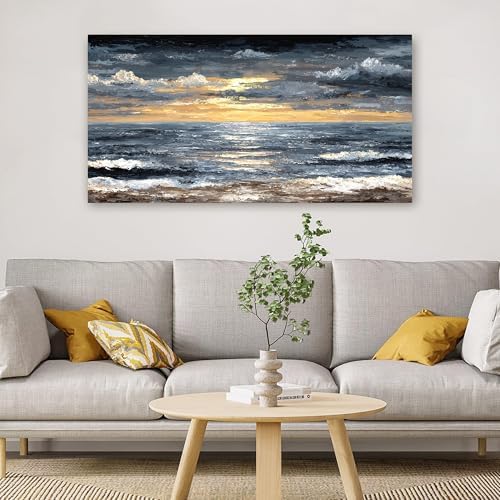 Canvas Wall Art Decor Wall Art Pictures for Living Room Abstract Coastal Wall Art Prints Modern Landscape Wall Art Decorations Abstract Canvas Art Wall Decor Bedroom Office Decor 20" X 40" - Image 6