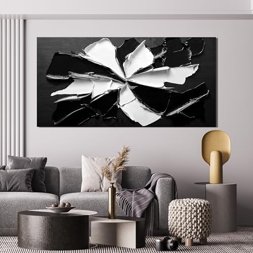 Abstract Wall Art Decoration Modern Large Wall Art for Living Room Abstract Canvas Art Wall Decor Minimalist Black and White Wall Art Prints Flowers Artwork for Walls Bedroom Office Decor 24"X48" - Image 4