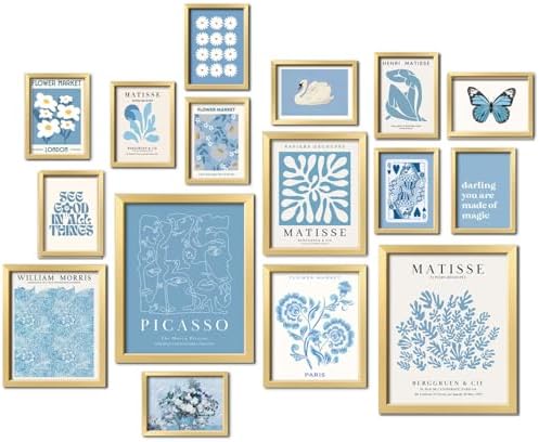 ANERZA 16 PCS Blue Wall Art Decor, Matisse Gallery Wall Prints for Bedroom, Light blue posters for Room Aesthetic, Collage Kit Pictures for Living Room, Teen Girls Dorm Home Artwork by ANERZA