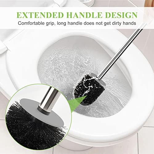 AONEZ Compact Toilet Brush & Holder, Stainless Steel Handle, Space Saving for Storage, Deep Cleaning, Drip-Proof, Easy to Assemble, Nylon Bristles, White & Grey - Image 5