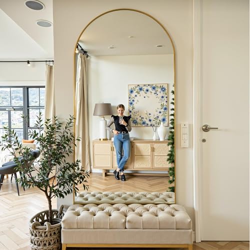 Floor Mirror, 78"x38" Oversized Full Length Mirror with Stand, Gold - Image 3