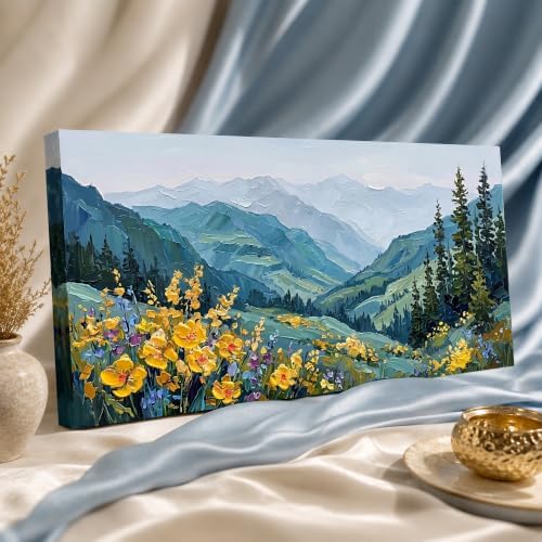 Anolyfi Mountain Landscape Canvas Wall Artfor Bedroom 40"x20" - Image 5