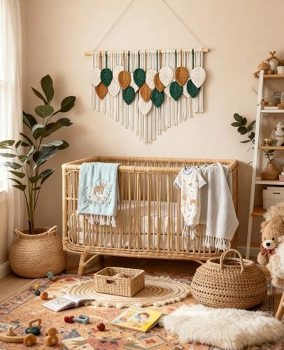 Tempospark Large Macrame Wall Hanging, 39" Wx29 L Boho Wall Hanging, Boho Chic Leaves Tassels Tapestry for Bedroom, Living Room, Dining Room, Nursery, Hallway, Balcony - Image 6