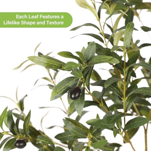 FEELEAD Faux Olive Tree 7ft with Planter for Living Room Home Indoor Decor - Image 2