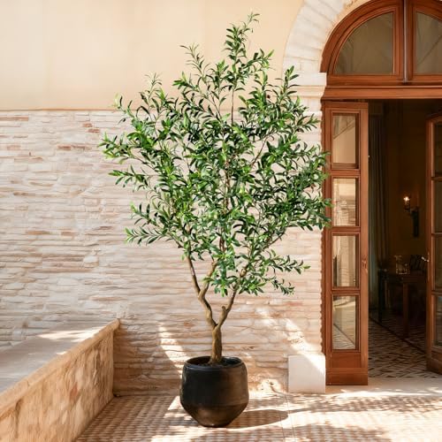 Erimda 8FT Faux Olive Tree with Tall Exquisite Planter Artificial Olive Tree Tall, Potted Fake Olive Plant with 2070 Real Touch Leaves, Indoor Outdoor Home Garden Office Decor - Image 3