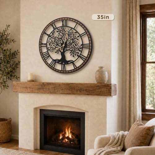Micasso Large Wall Clock Decorative: 35 Inch Tree of Life Battery Operated - Image 3
