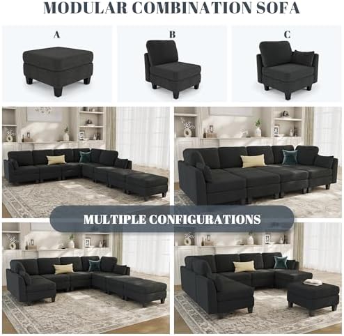 Sectional Sleeper Sofa 8 Seaters Modular Sleeper Sofa Couch - Image 4