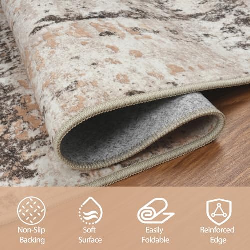 5x8 Area Rugs for Living Room Washable Bedroom Dining Room Brown Beige - Image 4