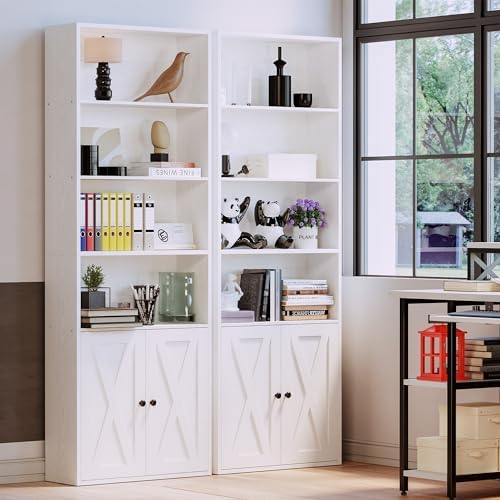 IRONCK Industrial Bookshelves and Bookcases with Doors Floor Standing 6 Shelf Display Storage Shelves 70 in Tall Bookcase for Home Office, Living Room - Image 4