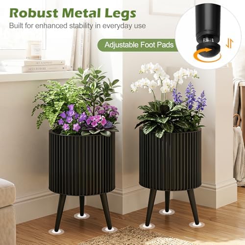 GIANTEX Plant Pot with Stand Set of 2, 14" & 12" Metal Plant Stand - Image 7