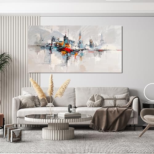 Large Abstract Wall Art Decor Wall Art Pictures for Living Room Abstract Canvas Art Wall Decor Modern Colorful Wall Art Prints Contemporary City Wall Art Decorations Bedroom Office Home Decor 24" X 48" - Image 5