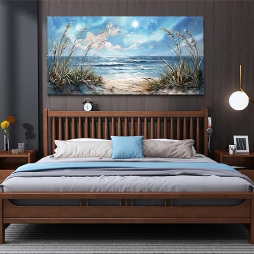 hyidecorart Wall Art For Living Room Wall Decor For Bedroom Bathroom Decoration Sunshine Ocean Scenery Painting Blue Sea Waves Wall Pictures Office Modern Canvas Prints Artwork Aesthetic Home Decor - Image 6