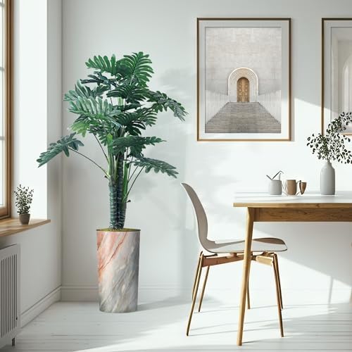 Artificial Tree in Modern Granite Effect Planter, Fake Philodendron Tree Silk Tree for Indoor and Outdoor Home Decoration - 70" Overall Tall (Plant Pot Plus Tree) - Image 6