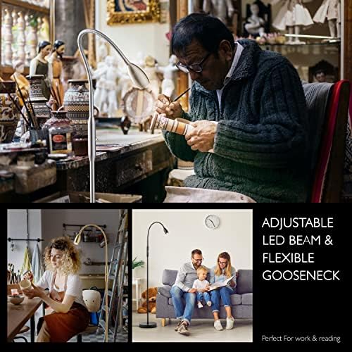 O’Bright Ray – Adjustable LED Beam Floor Lamp, Dimmable and Zoomable Spotlight, Flexible Gooseneck, Reading/Crafting Standing Lamp, Work Table Light, Matte Black - Image 2
