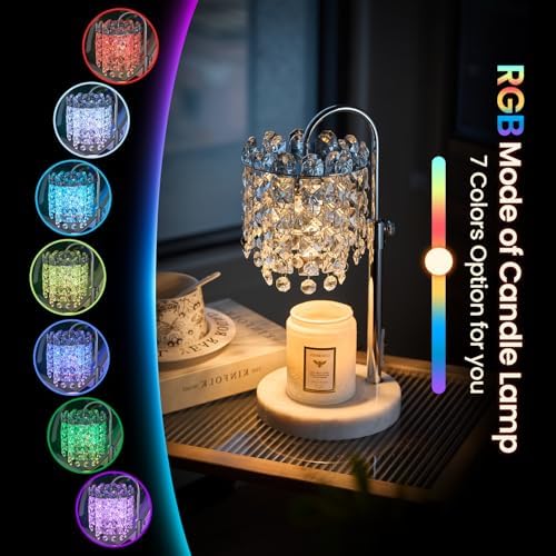 Candle Warmer Lamp with Timer Dimmer Adjustable Height for New Home Bedroom,Vintage Home Decor for Scented JaR 3 Bulbs for New Home Decor, Women Mom Christmas Birthday Gifts,RGB Silver (RGB Silver) - Image 5