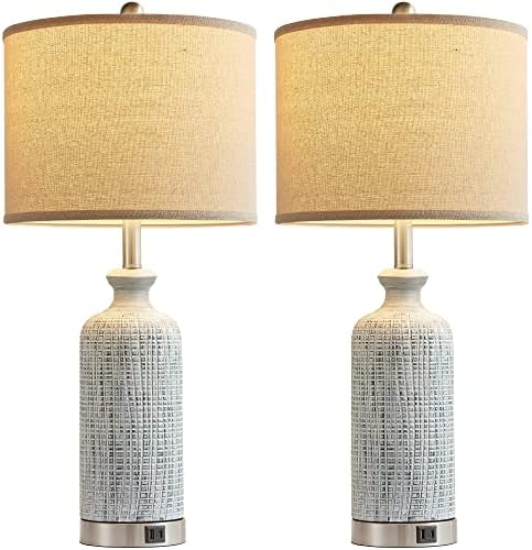 Living Room Lamps Set of 2, 27" Touch Lamps for Nightstand with USB A+C Ports, Modern Farmhouse Table Lamps for Bedroom, 2 Bulbs Included - Image 6