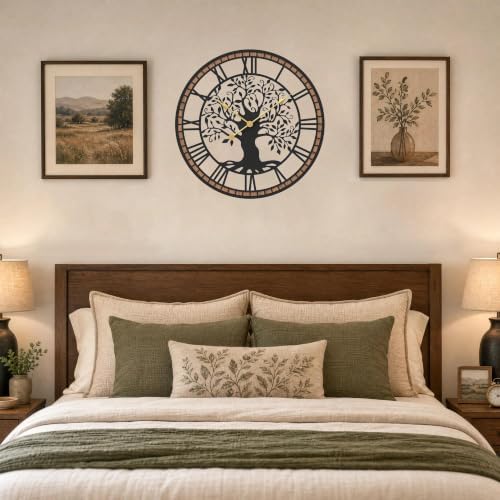 Micasso Large Wall Clock Decorative: 21 Inch Tree of Life Battery Operated - Image 5