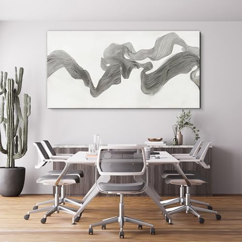 Abstract Wall Art Decor Large Modern Wall Art Decor Oversized Wall Art Pictures for Living Room Abstract Canvas Art Wall Decor Gray White Wall Art Prints Artwork for Walls Home Office Decor 29" X 58" - Image 3
