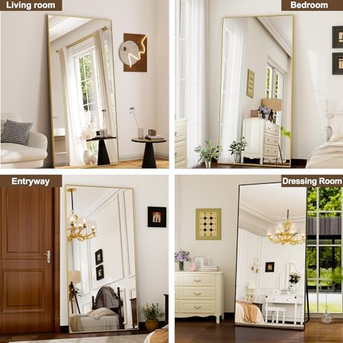 GLSLAND 76"x34" Full Length Mirror Large Rectangle Full Body Mirror, Gold - Image 6