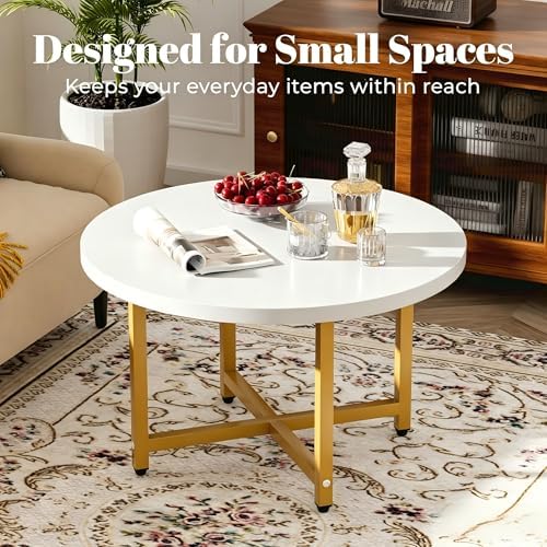 Round Coffee Table, Small Coffee Tables for Living Room, Gold Coffee Table - Image 5