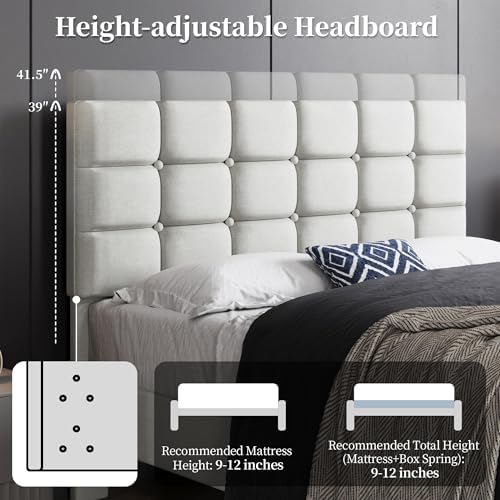 Yaheetech Full Size Upholstered Tufted Bed Frame with Headboard - Image 5