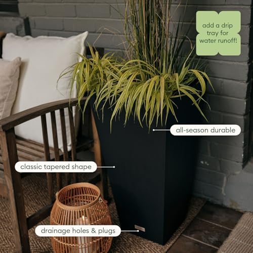 Veradek Pure Series Taper Planter & Drip Tray - Tapered Planter with Shelf - Image 5