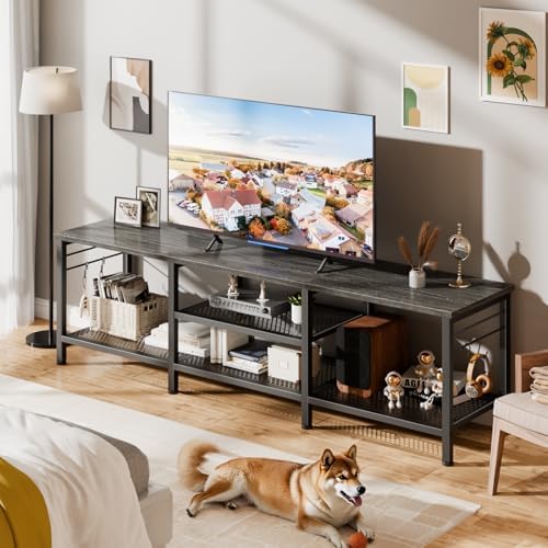 Furologee 63 Inch TV Stand, Entertainment Center with Shelves, Black Oak - Image 5