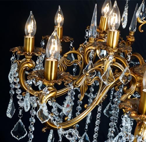 Modern Crystal Chandelier Antique Gold Chandelier Luxury 36.4" - Image 4