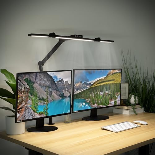 Mount-It! LED Desk Lamp with Adjustable Swing Arms and Clamp Base, Touch Control, Stepless Dimming, and 5 Color Temperatures, Eye-Caring Lighting for Work, Study, and Crafting by Mount-It
