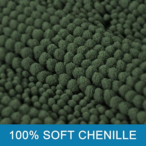 H.VERSAILTEX Bathroom Rugs Bath Rug Set 2 Piece Bathroom Contour Rug Toilet Mat Sets Non Slip Contour Bath Rug Ultra Thick Water Absorbent Striped Bath Mats(20" x 32" Plus 20" x 20" U, Bronze Green) - Image 3