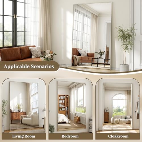 Easly Full Length Mirror with Stand 46"x76" Full Body Mirror Floor Mirror Standing Hanging or Leaning Wall, Wall Mirror with Stand Aluminum Alloy Frame for Living Room Bedroom Cloakroom,Silver - Image 7