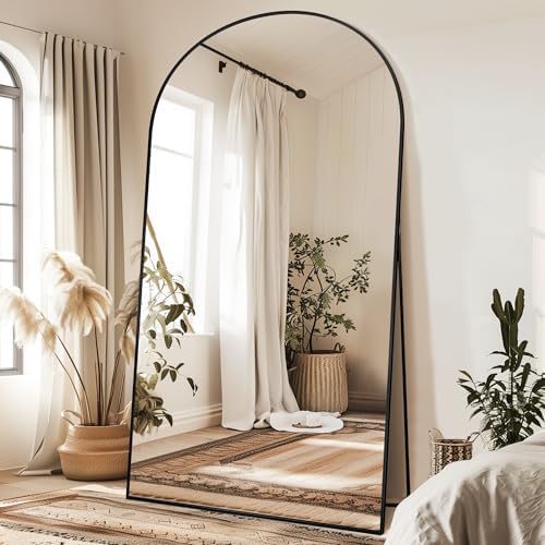 Antok 91" x46” Arched Full Length Mirror, Floor Mirror with Stand, Black by AntokMirror