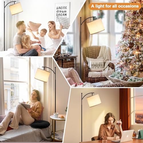 Ambimall 60" Floor Lamp with Remote and Stepless Dimmable Bulb, Black Pole - Image 6