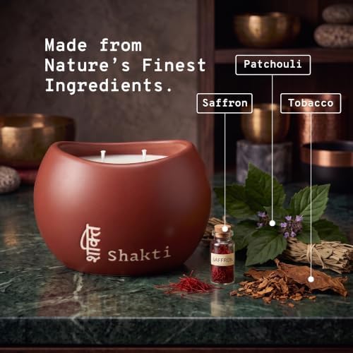 Shakti Luxury Scented Candle with Saffron, Tobacco & Patchouli Fragrance Notes, Soy Coconut & Beeswax Blend, 60+ Hour Burn Time, Premium Natural Wax Candle for Warm Earthy Aroma & Elegant Gift Giving - Image 6