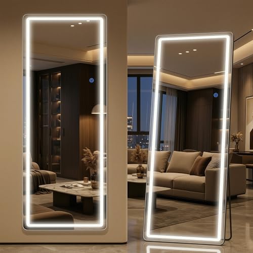 Antok 58"x18" LED Full Length Mirror, Lighted Floor Mirror, Rect by AntokMirror
