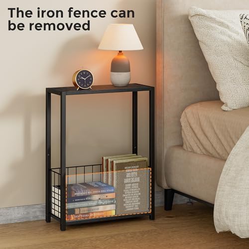 Homleke Narrow Side Table with Magazine Holder, Skinny End Table - Image 7