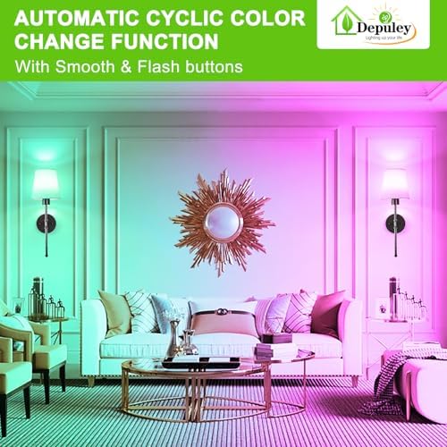 Depuley Battery Operated Wall Sconce: 19.9 Inch Set of 2 Wireless Wall Lights with Remote for Bedroom - Rechargeable 15 Colors Black Wall Lamp for Living Room Hallway Decor - Image 4