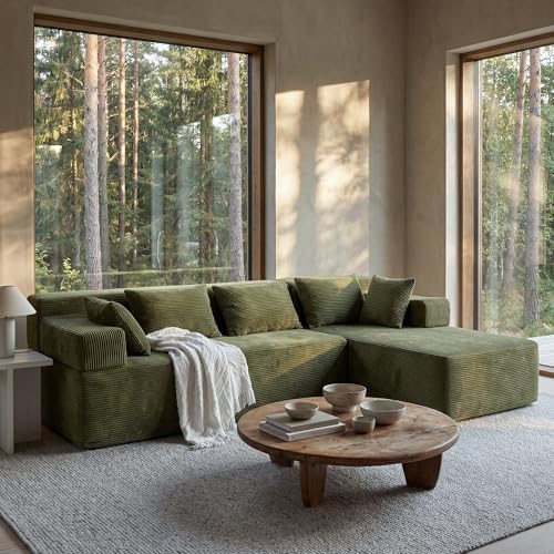 MONVANE 106" L-Shaped Modular Sectional Sofa, Green - Image 2