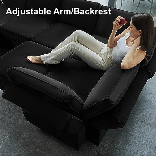Belffin Modular Sectional Sofa with Storage Chaises Sleeper Couch 8 Seat Sectional Sofa Bed Black - Image 5
