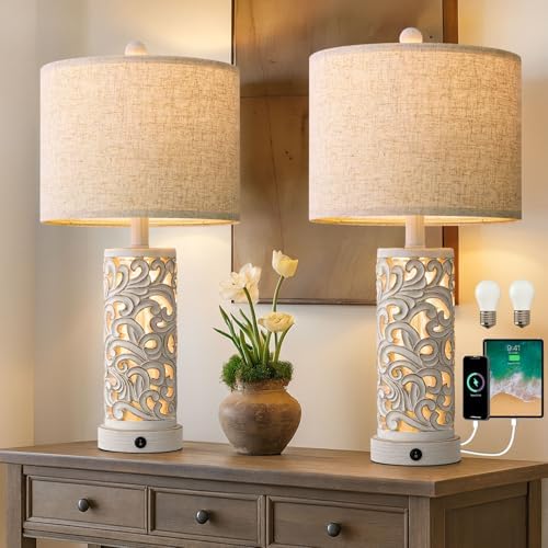 OYEARS 22'' Table Lamp Set of 2 for Living Room,Farmhouse Lamp for Bedroom by OYEARS
