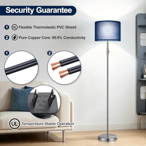 Floor Lamp Simple Design with Shade, Small Tall Lamps for Living Room Bedroom Office Dining Room Kitchen-Nickel - Image 6