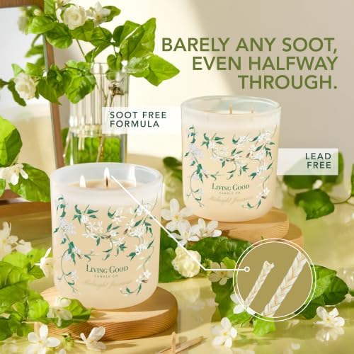 Jasmine Scented Beeswax Candle, Sandalwood & Vanilla, Subtle Floral, 90+ Hr - Image 3