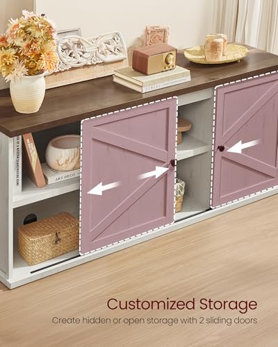 VASAGLE Farmhouse TV Stand for 65'' TV, Media Console, Sliding Barn Doors - Image 3