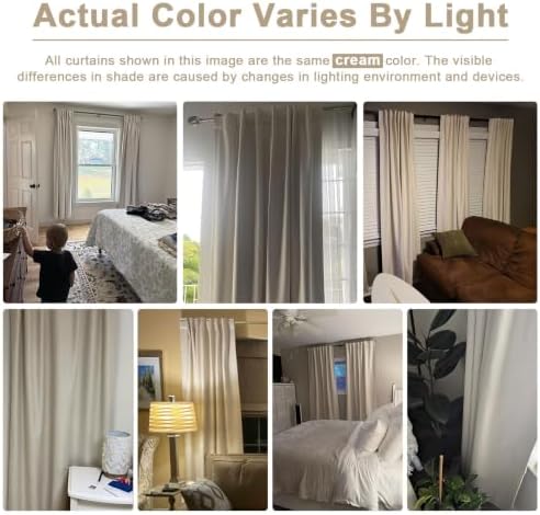 Linen Textured Total Blackout Curtains for Bedroom 90 Inches Long, Beige - Image 2