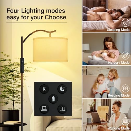 BoostArea Floor Lamp for Living Room,Arc Floor Lamp with Remote Control,Stepless Dimmable Brightness & Colors Temperature 2700k-6500k,Modern Standing Lamp for Bedroom Study Room Office,White - Image 5