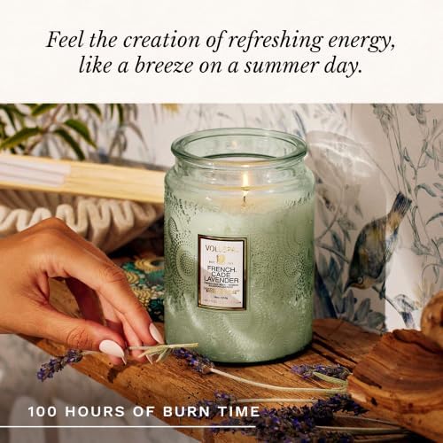 Voluspa French Cade Lavender Large Scented Candle Jar 18 Oz, 100 Hr Burn - Image 5